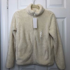 UNIQLO cream teddy bear fleece jacket